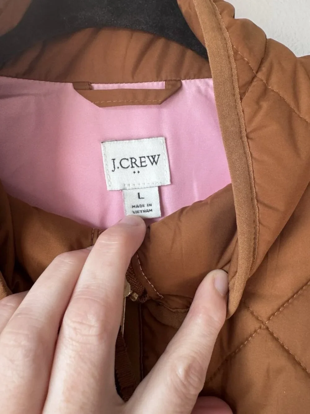 J.Crew Puffer Vest Women L Brown Pink Quilted Utility Preppy Outdoor Layer